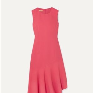 Asymmetric wool-blend midi dress
